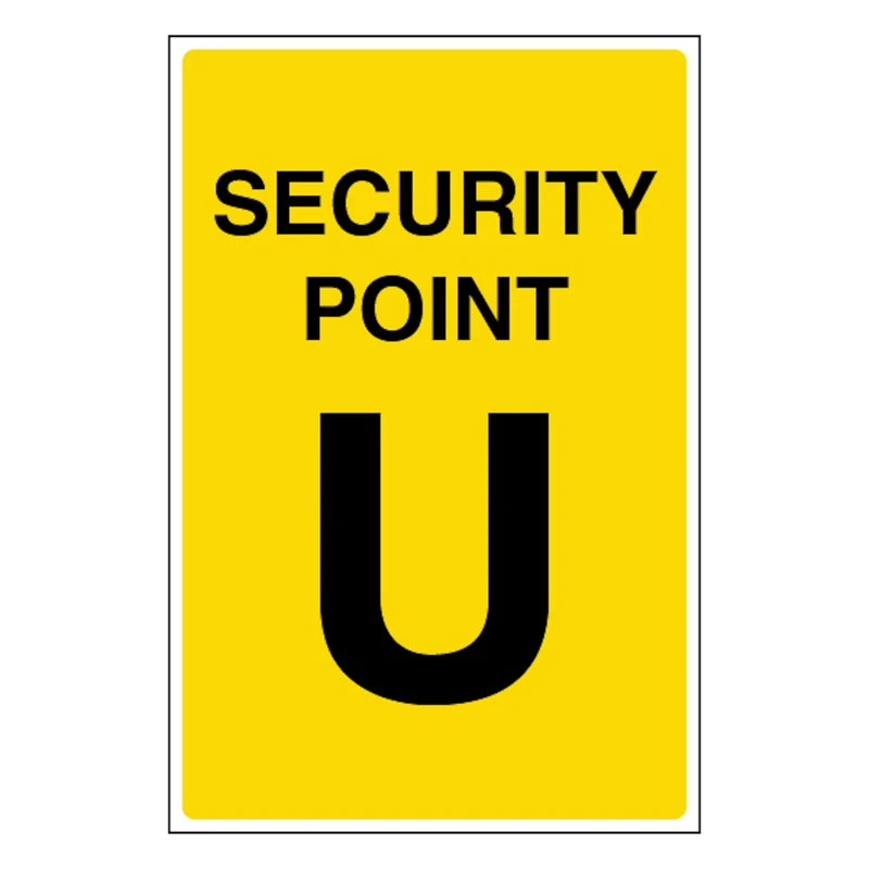 V Safety Security Point U 400 x 600 mm - Glow In The Dark 1mm Rigid Plastic
