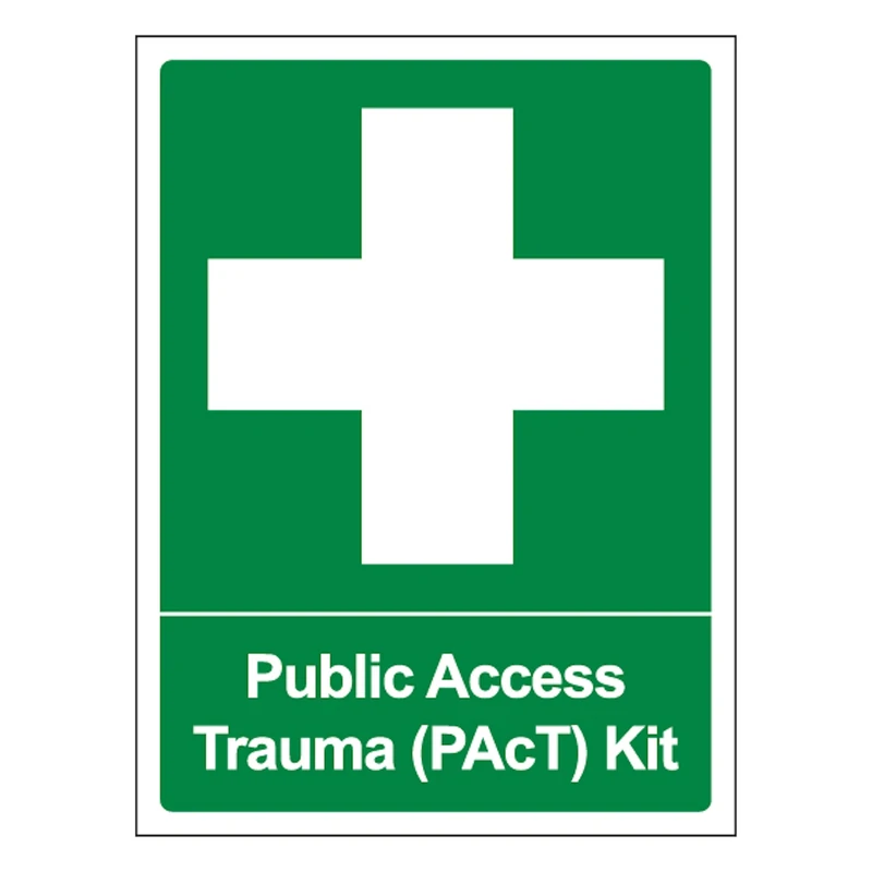 V Safety Public Access Trauma (PAcT) Kit - Portrait 400 x 600 mm - Glow In The Dark 1mm Rigid Plastic