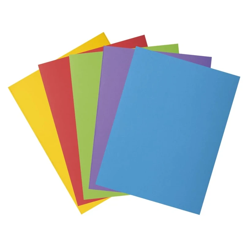 Exacompta - Ref 218000E - Box of 5 Packs of 50 Rigid folders with 1 Flap Rock''S 210g/m² - Bright Colours - PEFC™ Certified folders - Size 24x32cm for A4 Size - 5 Assorted Colours