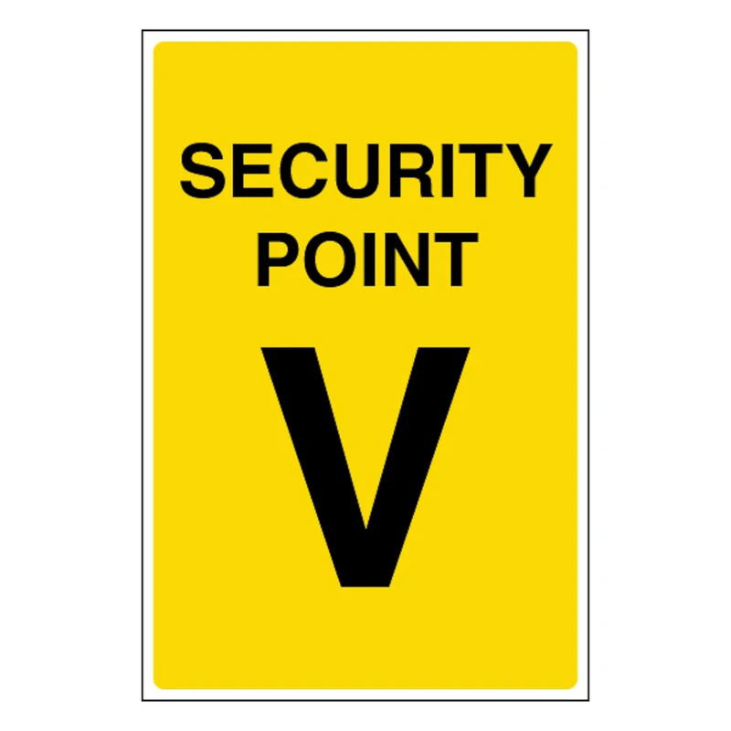 V Safety Security Point V 400 x 600 mm - Glow In The Dark 1mm Rigid Plastic