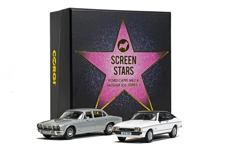 Corgi Diecast Model Cars - CC91992 Ford Capri Mk2 2.0S and Jaguar XJ6 Series 2, Men, Women & Kids Souvenir Gifts from UK - Small Die Cast Toy Car Models for Boys, Gift for Motor Enthusiasts