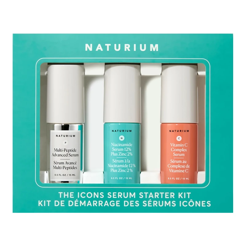 Naturium The Icons Serum Starter Kit - Niacinamide 12% Plus Zinc 2%, Vitamin C Complex, Multi-Peptide Advanced Serum, 3 x 0.5 fl oz
