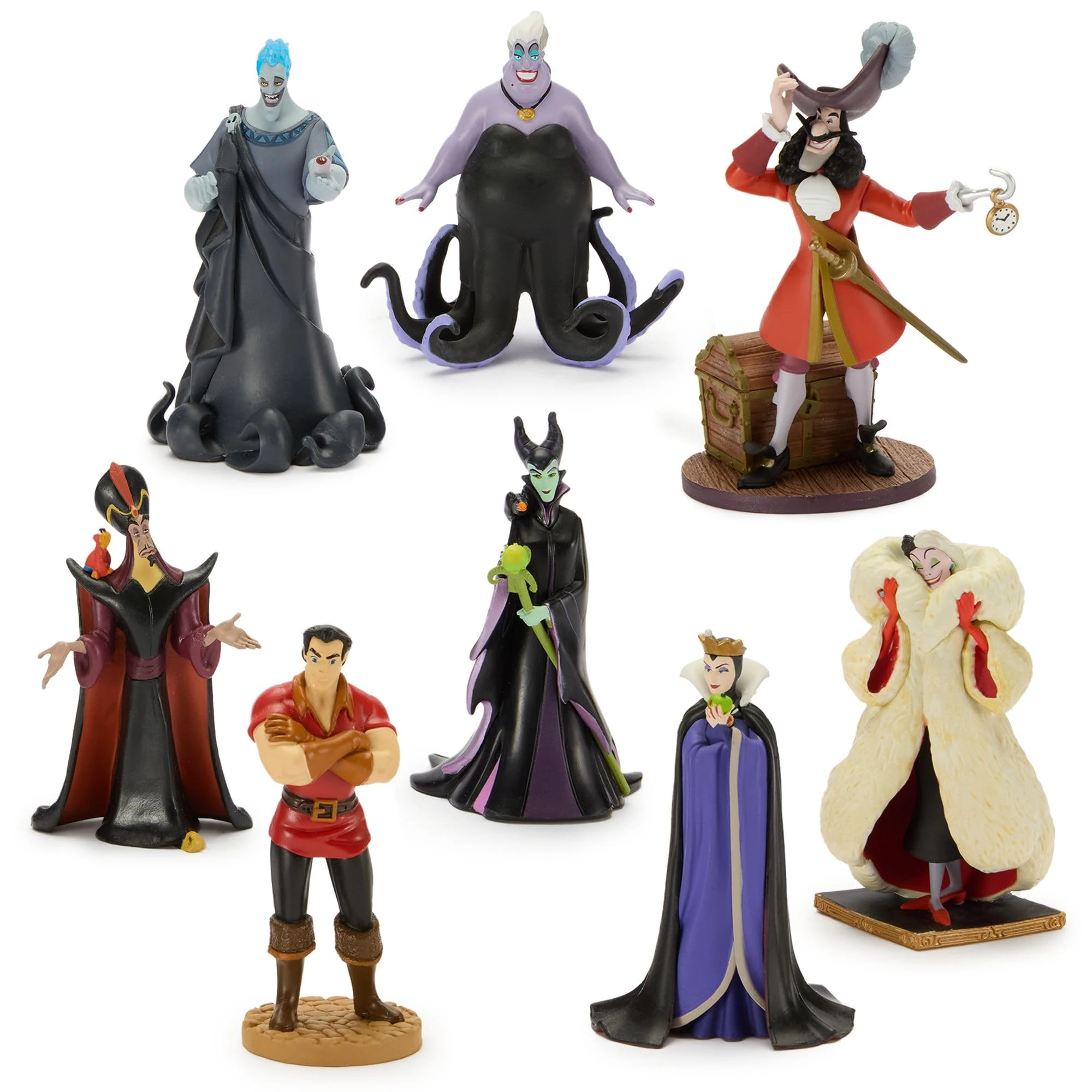 Disney Store Official Disney Villains Figure Set, 8 Piece Toy Set, Including Captain Hook, Ursula, Jafar, Evil Maleficent, Evil Queen, Gaston and Hades, Suitable for Age 3+