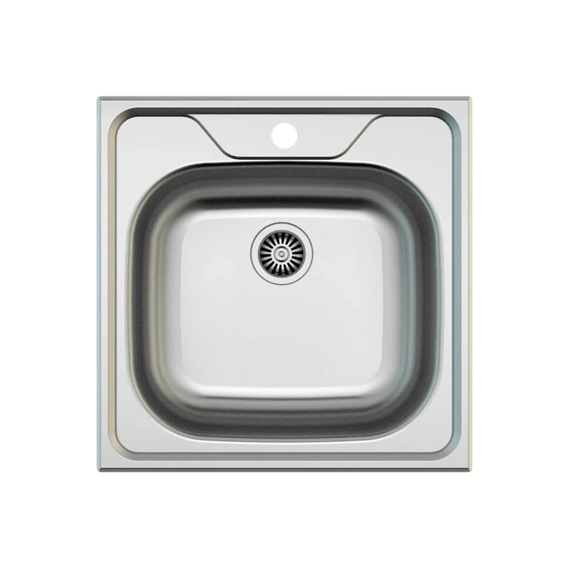 EDESA Sink K2 SE 44 Countertop Stainless Steel 1 Square Basin Base Absorbent Base Furniture Installation 45 CM Stainless Steel Finish - Image 1