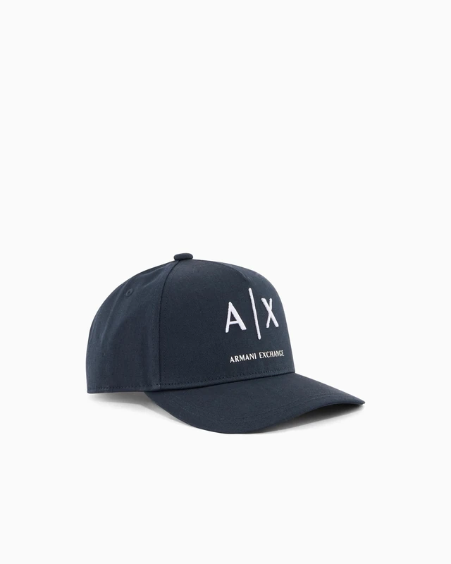 Armani Exchange Casual Front 3D Printed Logo Baseball Cap, Dark Blue + Off White, One Size Men
