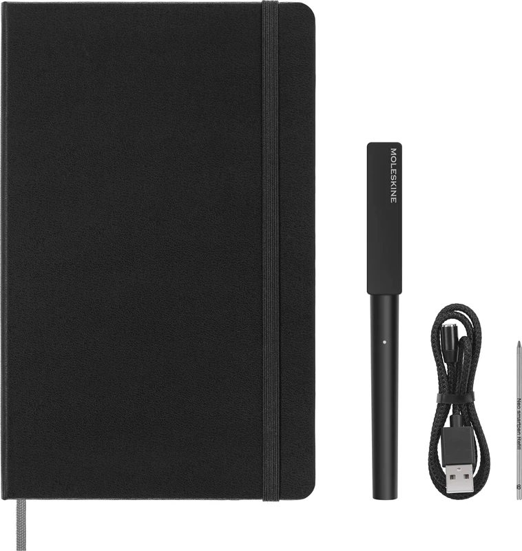 Moleskine Smart Writing Set, Digital Notebook With Smart Pen Included, Lined Pages, Large, 13x21 cm, Black
