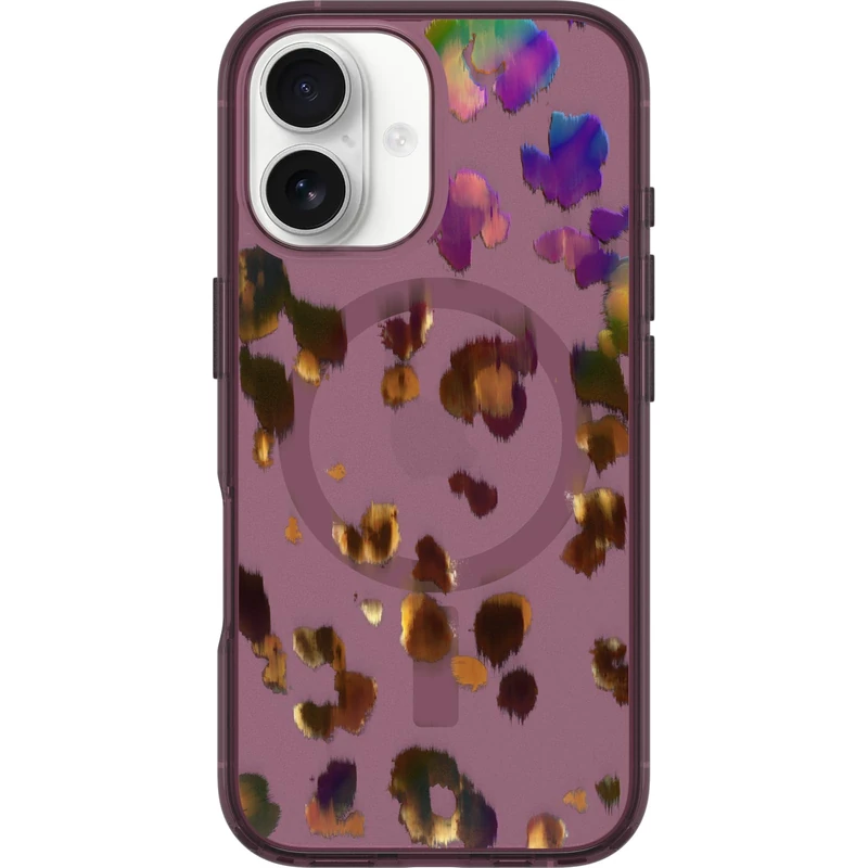 OtterBox iPhone 16 Symmetry Series Clear Case Leopard Pink