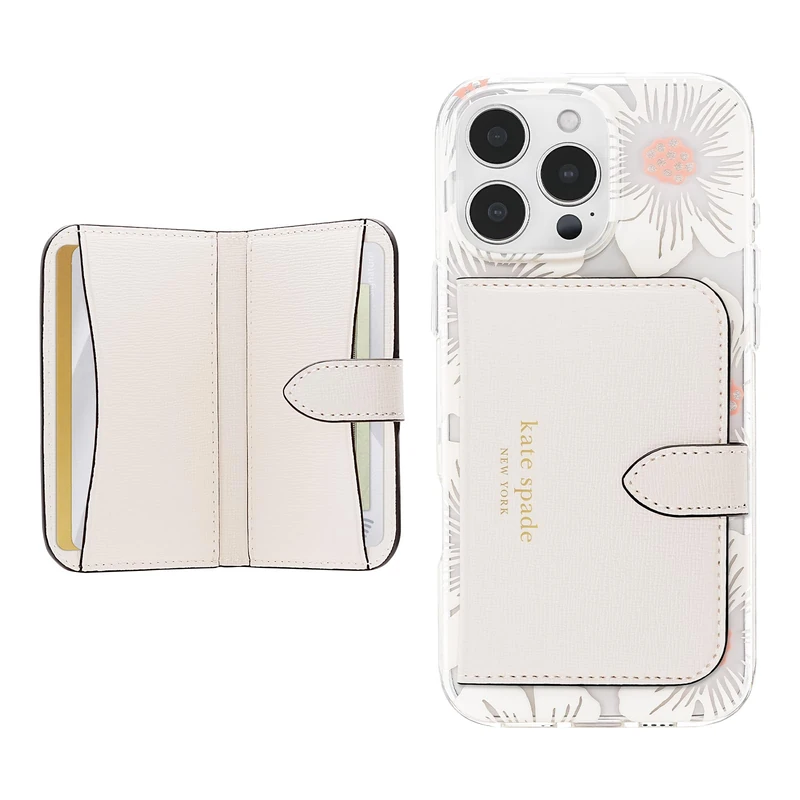Kate Spade New York Morgan Magnetic Phone Wallet/Card Holder - Compatible with MagSafe Phones and Cases - Cream