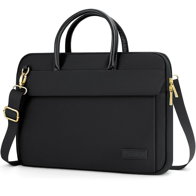 RAINYEAR 15.6 Inch Laptop Shoulder Bag Compatible with 15-16 Inch Macbook Air/Pro M4 M3 M2 M1, 15.6 Inch Notebook Chromebook Ultrabook Messenger Carrying Case briefcase for women, Black