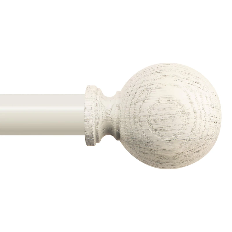 White Wood Curtain Rods for Windows:HTZON 1" Farmhouse Boho Rrustic Wooden Curtain Rod Living Room Bedroom,Decorative Adjustable Antique White Drapery Rods Faux Wood Grain Vintage Distressed,66-120"