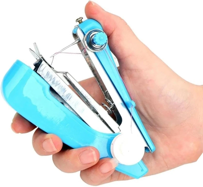 aoukoslt Blue Handheld Sewing Machine - Mini Portable Manual Stitcher