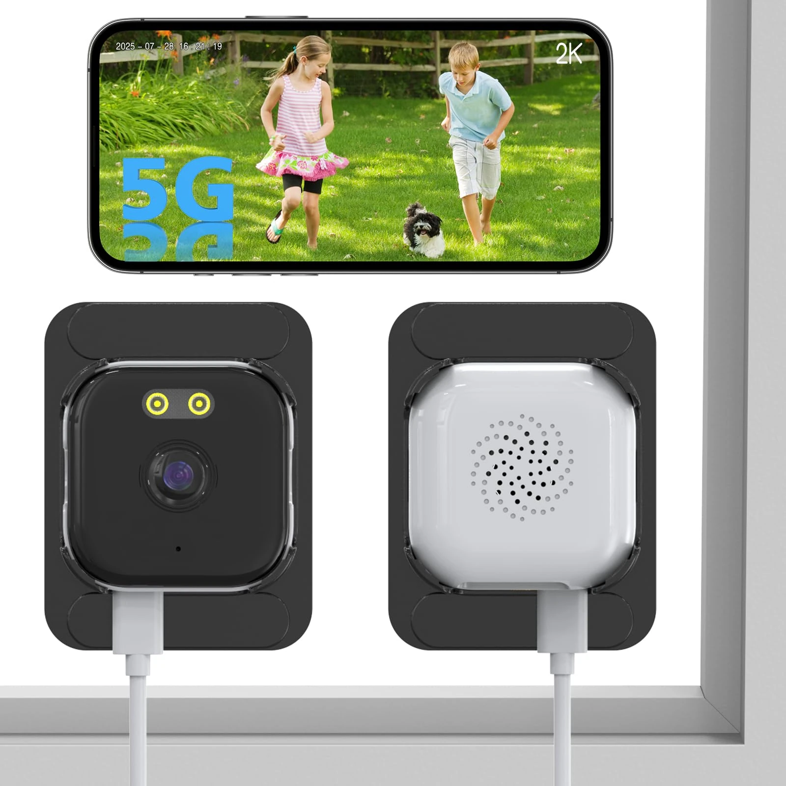 ANYQOO Window Camera 3MP 2K, Indoor/Outdoor Window Camera, 2.4GHz & 5GHz WiFi Security Camera for Home, ChroMax AI Color Night Vision,Motion Detection, 24/7 Recording, Easy Install(2 Pack-White)