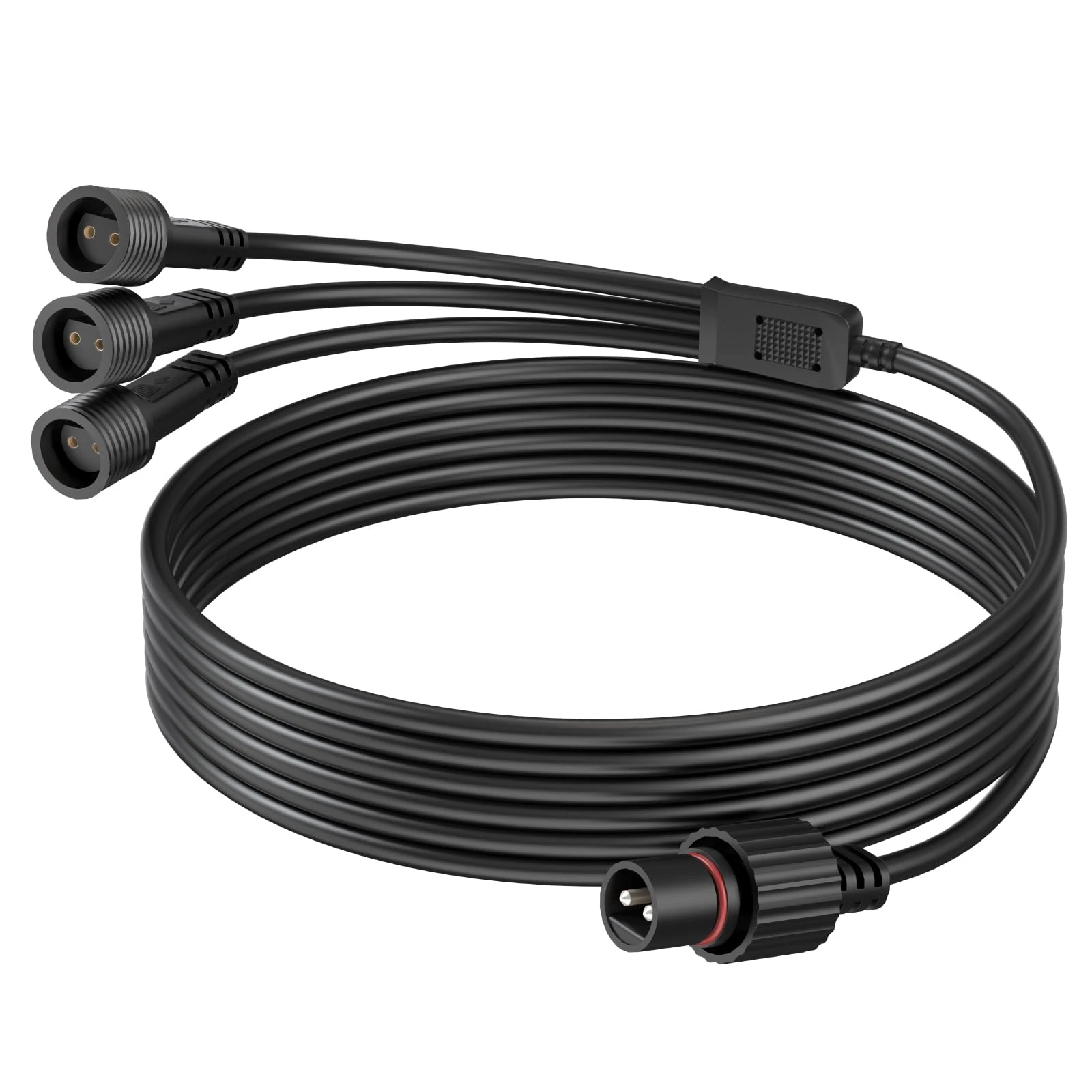 Dalugo 5M Extension Cable with 3 Splitter Connectors, IP65 Waterproof 2 Pin Outdoor Extension Cable for Christmas Lights, Icicle, Curtain, Net