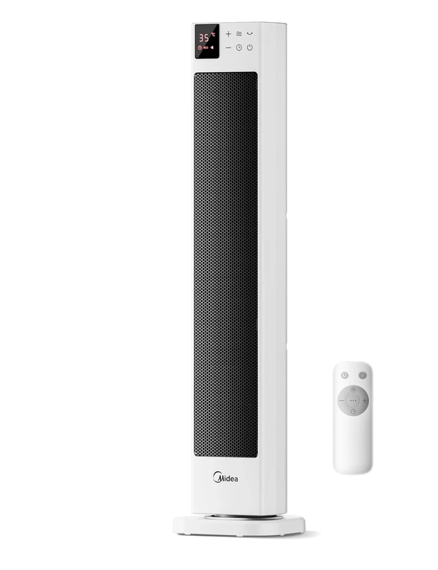 Midea MHF202RSWPK Electric Heater, 2000W Ceramic Space Heater with Thermostat and Remote Control, 30 Inch, 3 Modes 24H Timer, Overheat & Tip Over Protection, Instant Heat for Office Bedroom Home