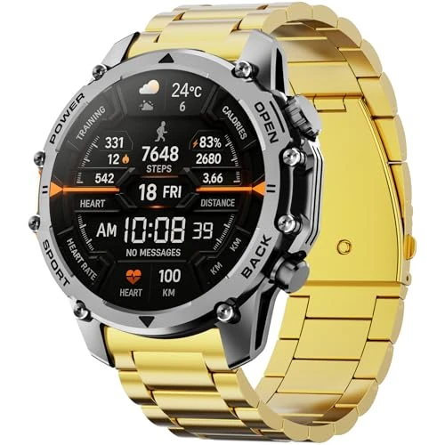 Hwagol Military Smart Watch for Men, 1.52" HD Smart Watches with Heart Rate/SpO2/Sleep Monitor, 110+ Sports Modes Fitness Tracker, 500mAH Battery Led Flashlight Outdoor Smartwatch for iOS Android