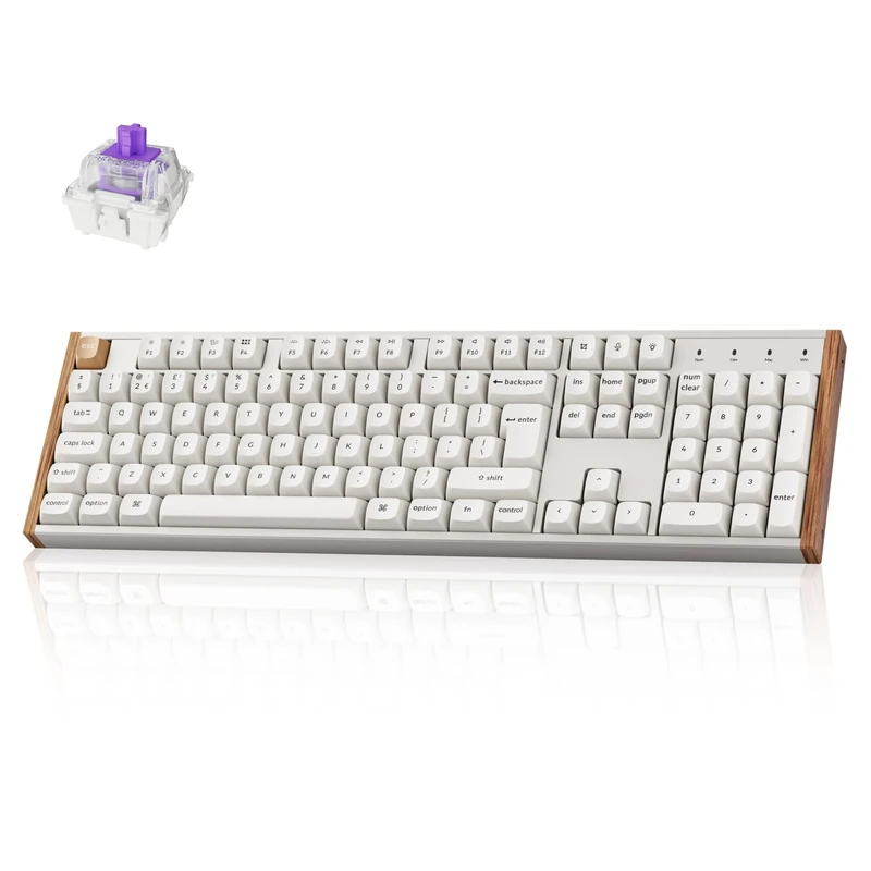 Keychron K10 HE Wireless Mechanical Keyboard - Hall Effect Magnetic Switch, Adjustable Actuation & Rapid Trigger, Full-Size UK Layout, Hot-Swappable Aluminium/Wood Frame for Windows/Mac/Linux - White