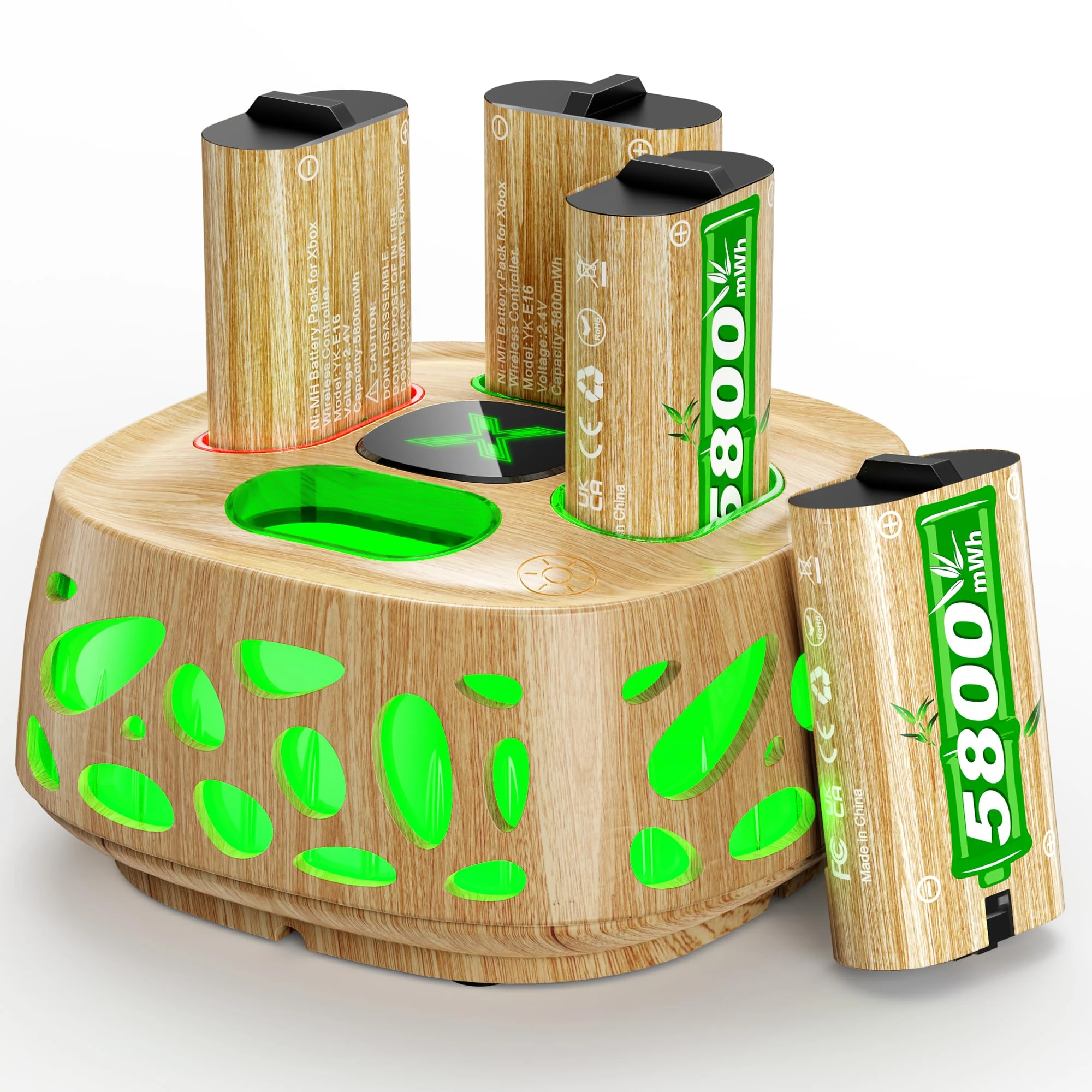 5800mWh Rechargeable Battery Pack for Xbox with Charger,Fast Charging Xbox Rechargeable Battery Pack W/10 Colors RGB Modes,Xbox Controller Batteries Pack for Series S/X/Xbox Interactive Gaming Figures