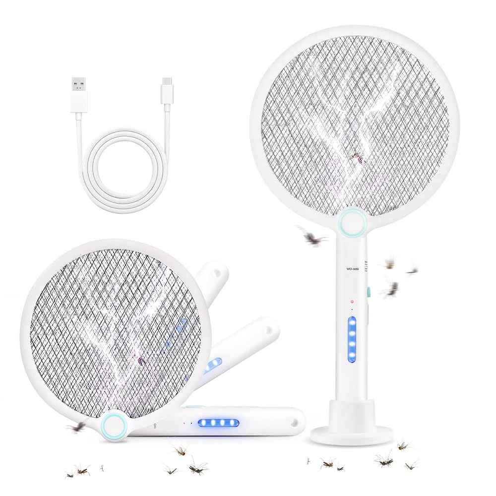 Hefite Electric Fly zapper, Rechargeable Bug Zapper for Pest Control Mosquito and Insect Catcher Racket 3800V For Indoor and Outdoor