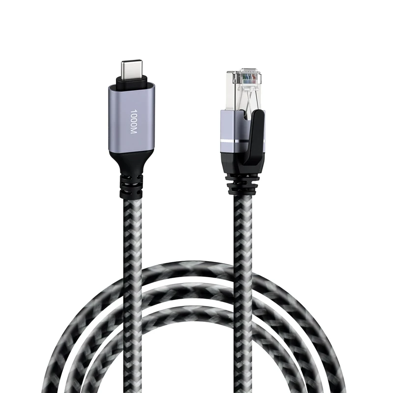 Mcbazel USB C 3.1 to Ethernet Cable 2M- Type-C to RJ45 Gigabit LAN Adapter, Type C Network Adapter, CAT 6 Cable Compatible with Thunderbolt 3/4/5,for Laptop and Macbook