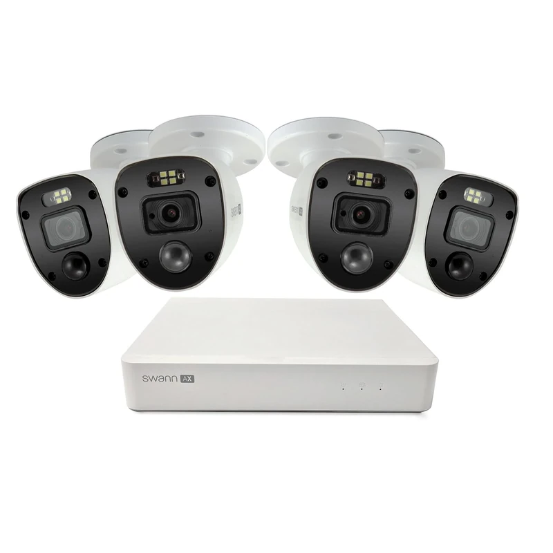 Swann AdvancedX 5MP Series / 8ch White NVR / 1TB / 4x ADVX5MPB 5MP Spotlight Bullet IP Cameras