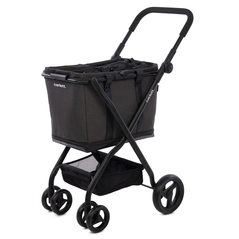 Carlett - Cube S Volcano Noir | Kompakter and more robust Rennwagen | Abnehmbare Aufbewahrungstasche | Abnehmbare Räder um 360° | Walkable einkaufstasche in a bag | Urban Design