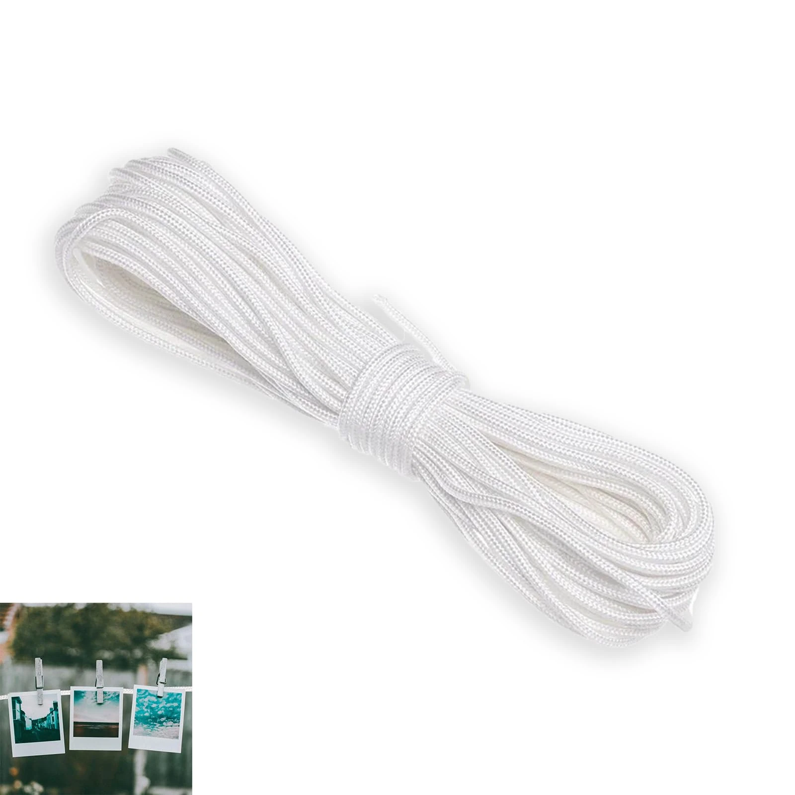 20 Metres 2.5mm Nylon Picture Hanging Cord White, Heavy Duty Nylon Cord for Pictures Frame String, 30kg Capacity, Perfect for Mirrors, Paintings, Decor & Craft Projects