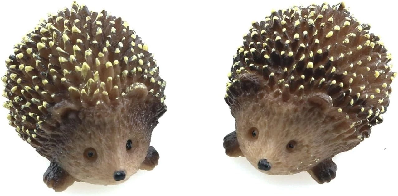Nlinlin 2 Pcs Mini Hedgehog Figurine Lively Resin Statues Animals Figurines Pet Sculptures Fairy Wild Miniature Garden Decor Accessories for Micro Landscape Plant Pots Bonsai Craft