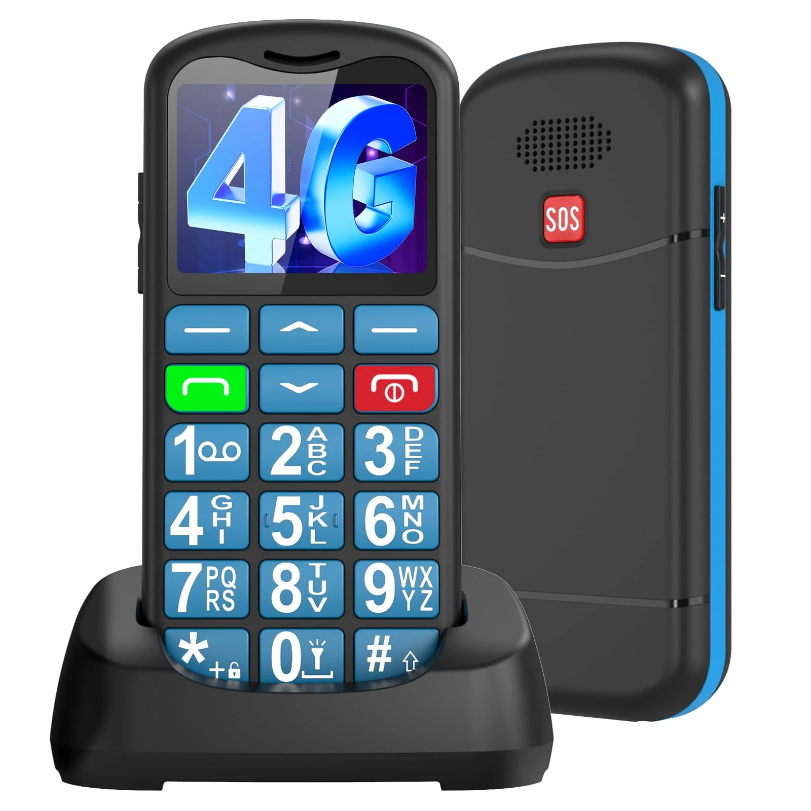 Ufferson T180 | 4G Mobile Phones SIM Free Unlocked with USB-C Charging|1.8 Zoll Farbdisplay | Bluetooth| Big Button Mobile Phone for Elderly with Charging Dock, SOS Button, Large Volume,FM Radio