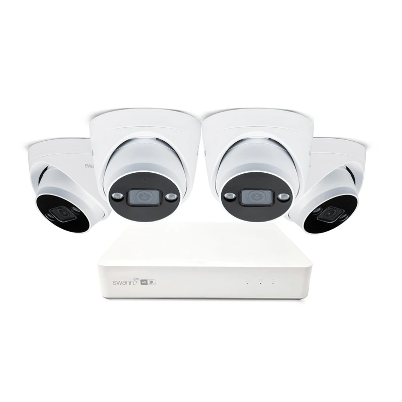 Swann AdvancedX 5MP Series / 8ch White NVR / 1TB / 4x ADVX5MPD 5MP Spotlight Dome IP Cameras