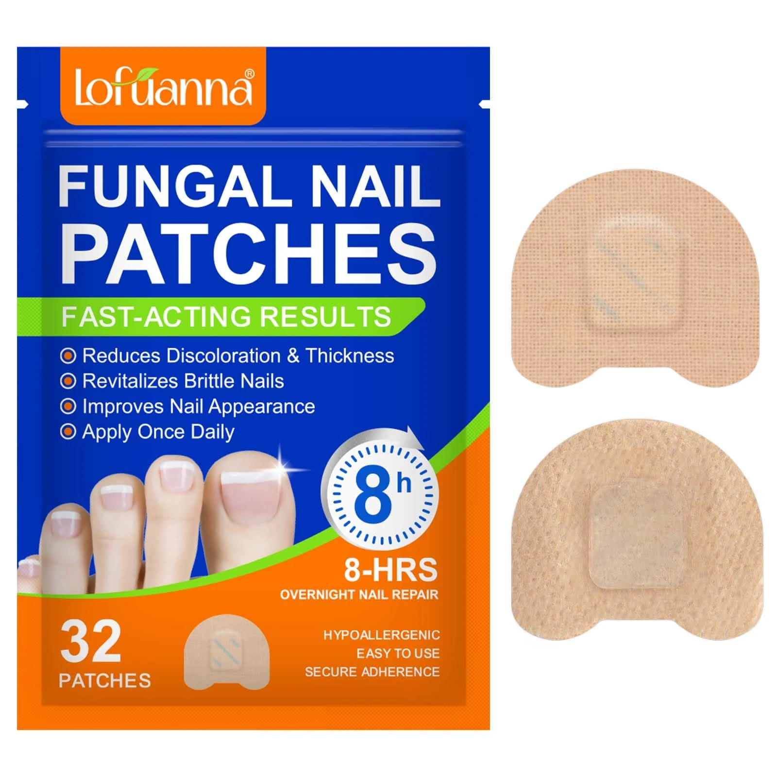 Fungal Nail Patches, 32PCS Fungal Nail Treatment Patches, Multi-Purpose Toenail Repair Treatment Pads, 8 Hour Nail Treatment Restores Healthy Appearance (32pcs)