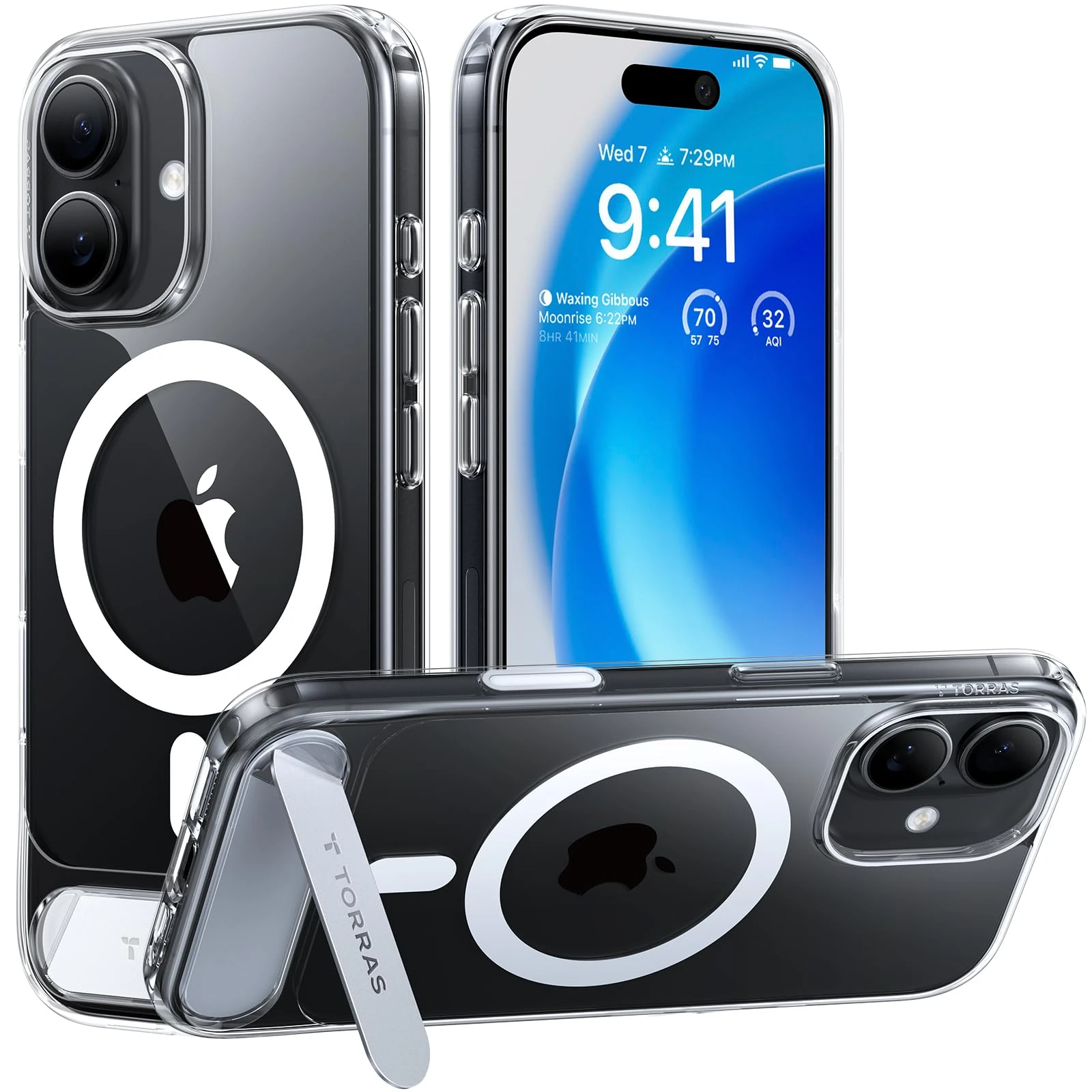 TORRAS Stand for iPhone 17 Case – Durable Titanium Stand, Compatible with Magsafe, Camera Button Shield, 12FT Drop Protection for iPhone 17 Cover – Crystal Clear