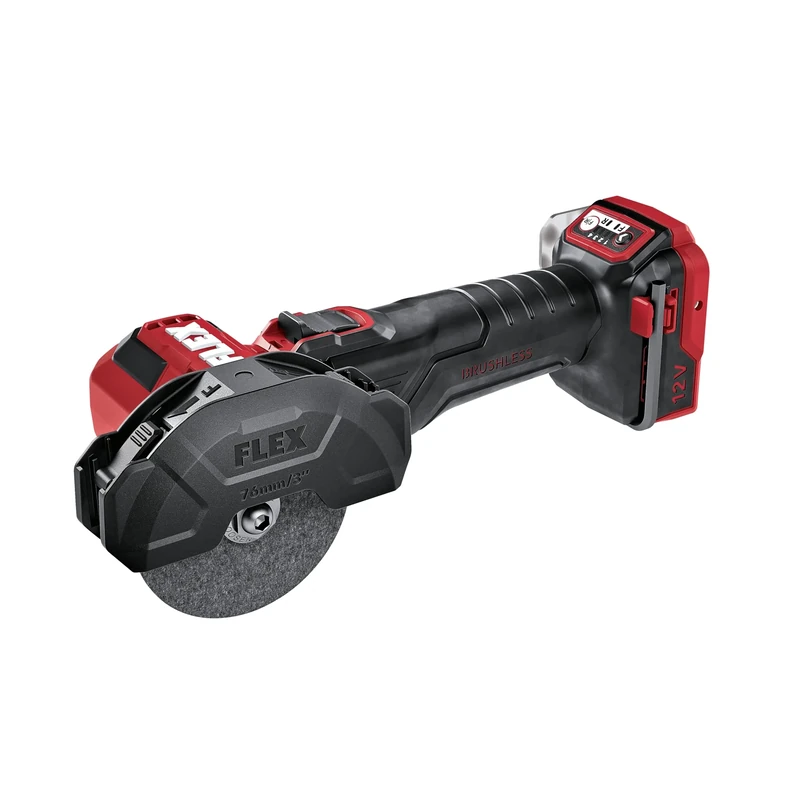 FLEX Battery Mini Angle Grinder LBE 76 12-EC C - Includes Cutting/Grinding Disc, Belt Clip, Separating Protection Hood (Dimensions (L x W x H) 235 × 75 × 120 mm, Weight 0.85 kg) 531717
