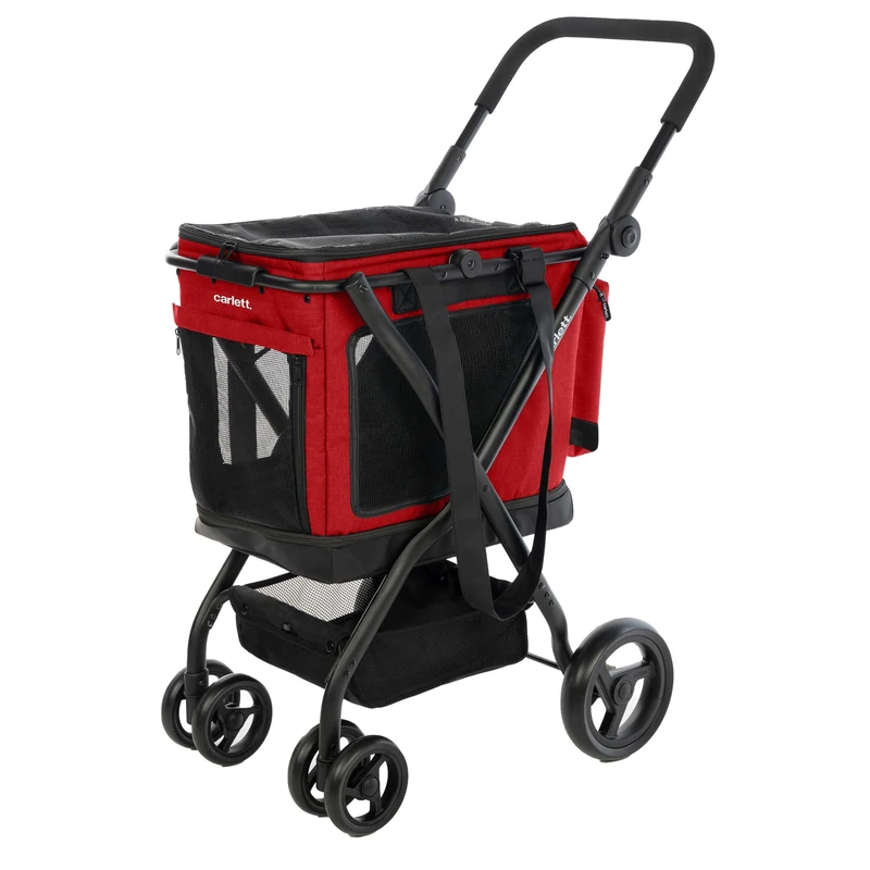 Carlett - Cube P Ruby | 3 in 1 Transport Bags for Tiere | Roulette Transport Bag | Security Frein | Etanche | Compatibility with Kurspaket | Red