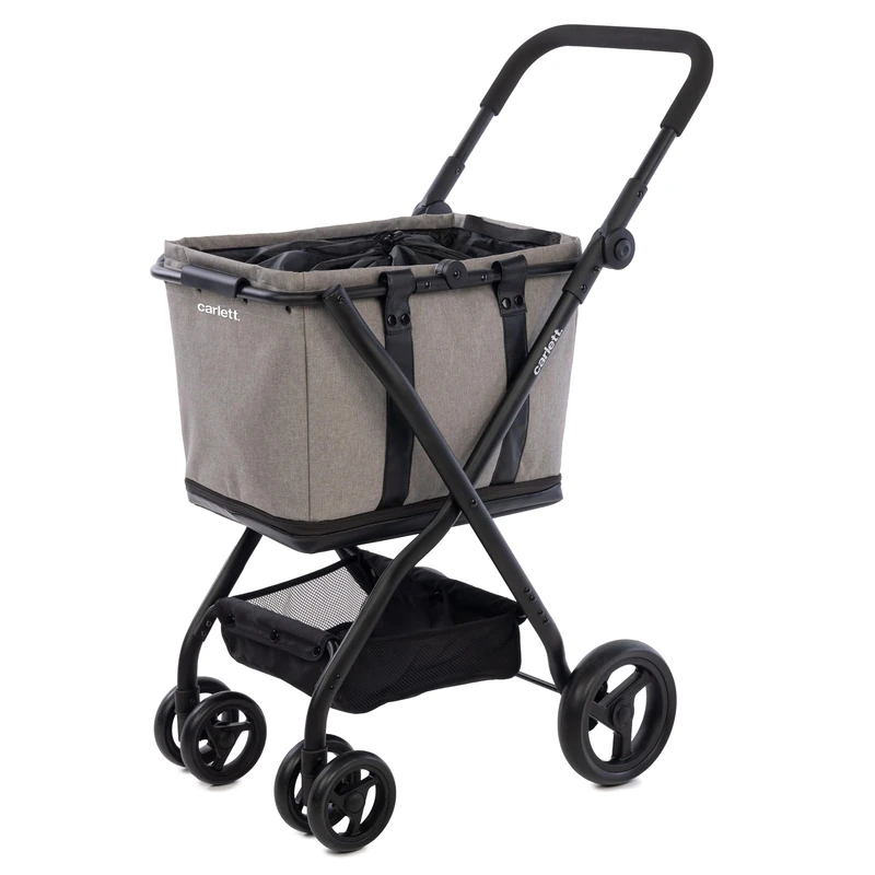 Carlett - Cube S Glacier Grey | Foldable Trolley with Removable Bag | Shopping Bag that Can Be Turned into a Handbag | Waterproof Fabric | Removable 360° Wheels