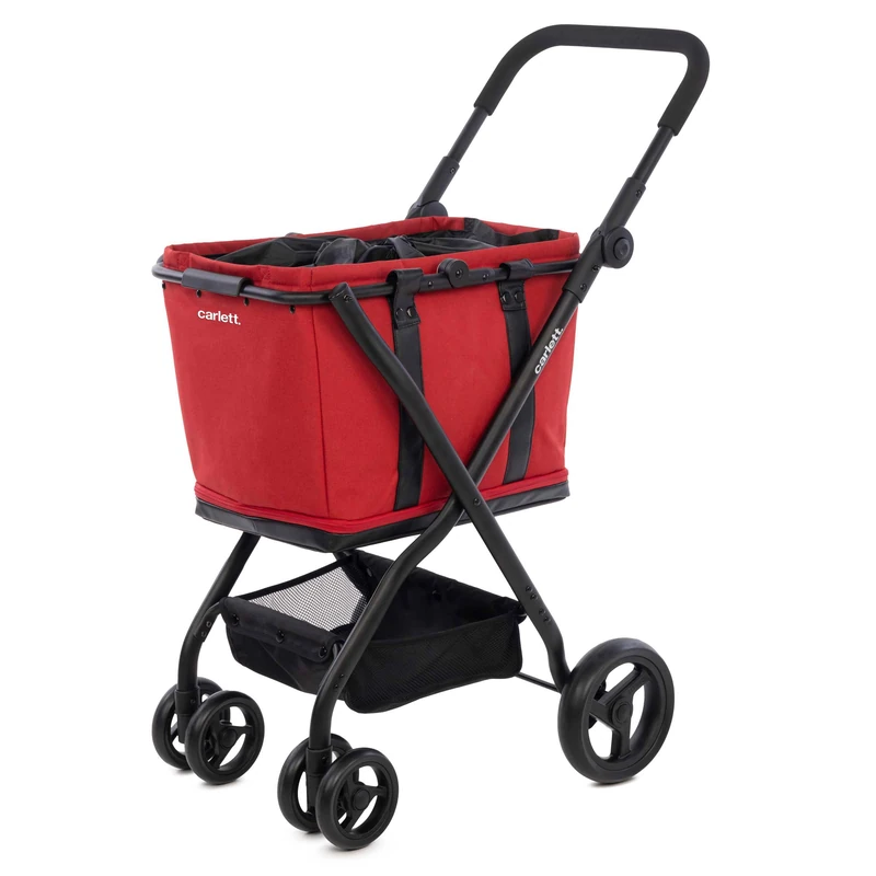 Carlett - Cube S Rouge Rubis | Racing Car with Removable Storage Bag | Shopping Bag that Can Be Converted into a Bag | Removable Wheels 360° | Dynamic Style