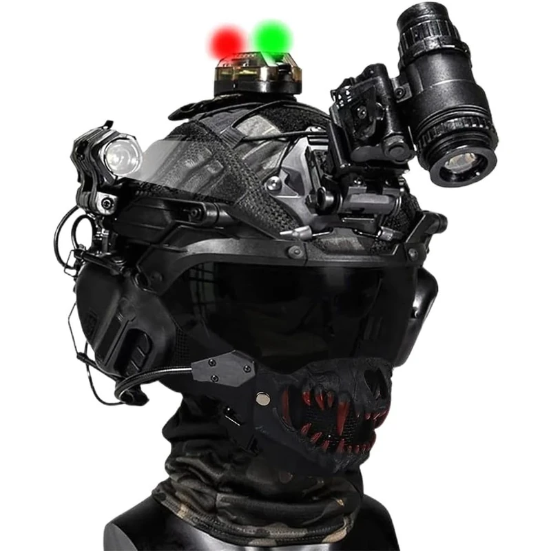 Combat Helmet System,Airsoft Battle Ready L4G24 Aluminium NVG Bracket Communication Tactical Headset Telescope Model Helmet Signal Light For Paintball Hunting Cosplay