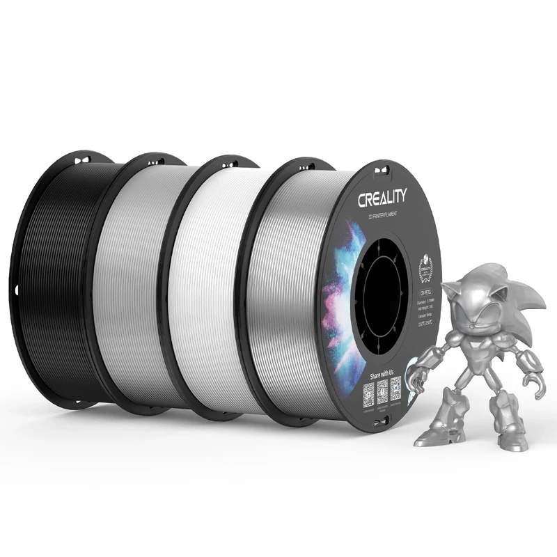 Creality PETG Filament 1.75, 3D Printer Filament: Excellent Toughness High Precision Dimensional Accuracy +/- 0.02 mm, 4kg Spool(8.8lbs) Fits for FDM 3D Printers,Black White Grey Transparent