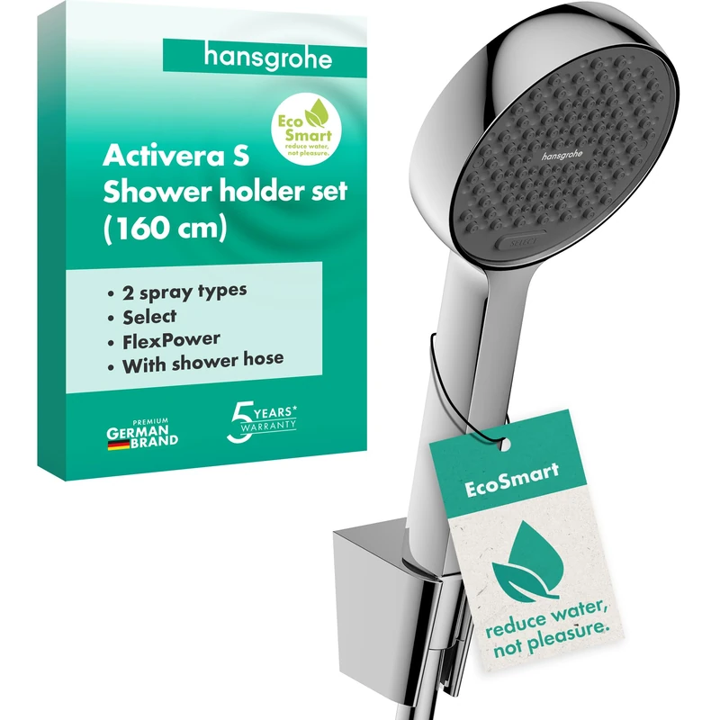 hansgrohe 28054000 Activera Select S Holder Set 95 2jet EcoSmart with Shower Hose 160 cm, Chrome