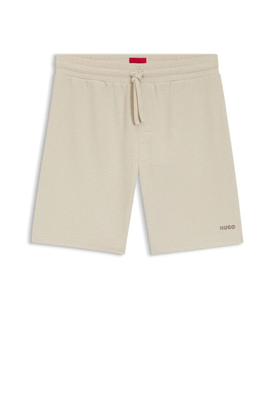 HUGO Pyjama-shorts Mit Waffelstruktur Und Logo-stickerei