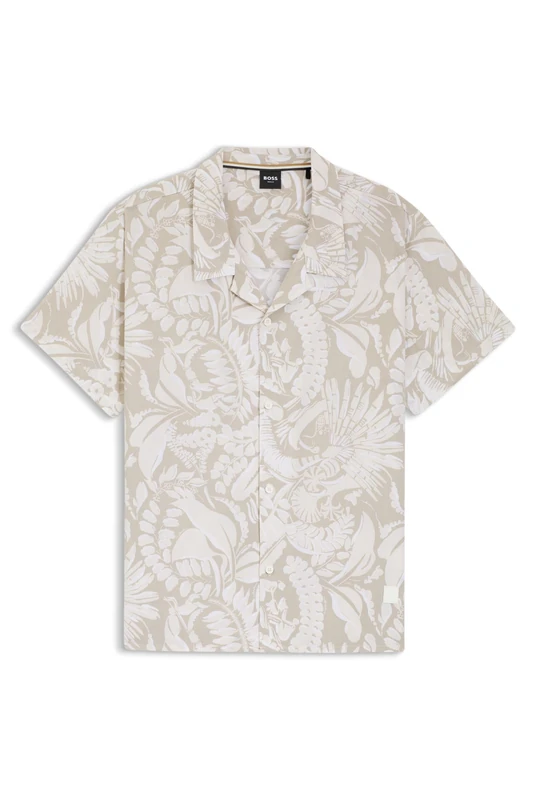 BOSS Mens Beach Shirt Regular-fit Shirt with All-Over Print