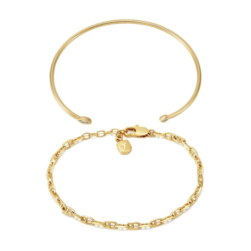 Fossil Women's Brass with multi style bracelet set