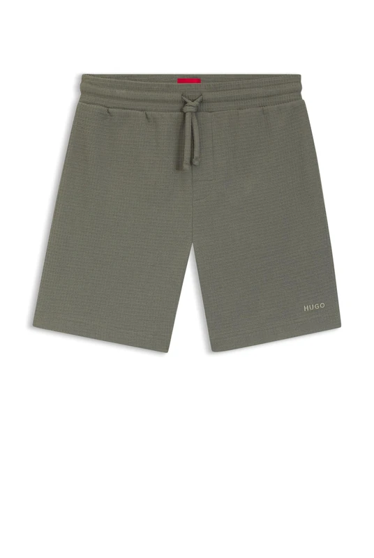 HUGO Mens Austin Shorts Waffle-Structured Pyjama Shorts with Embroidered Logo
