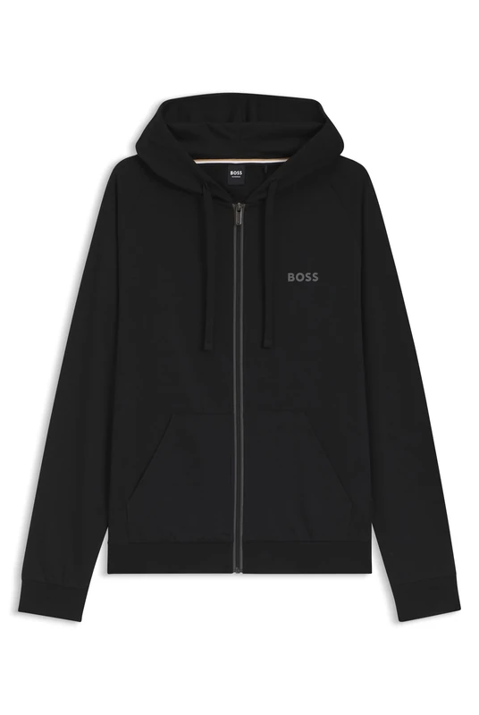 BOSS Mens Authentic Jacket H Cotton-terry hoodie with contrast zip