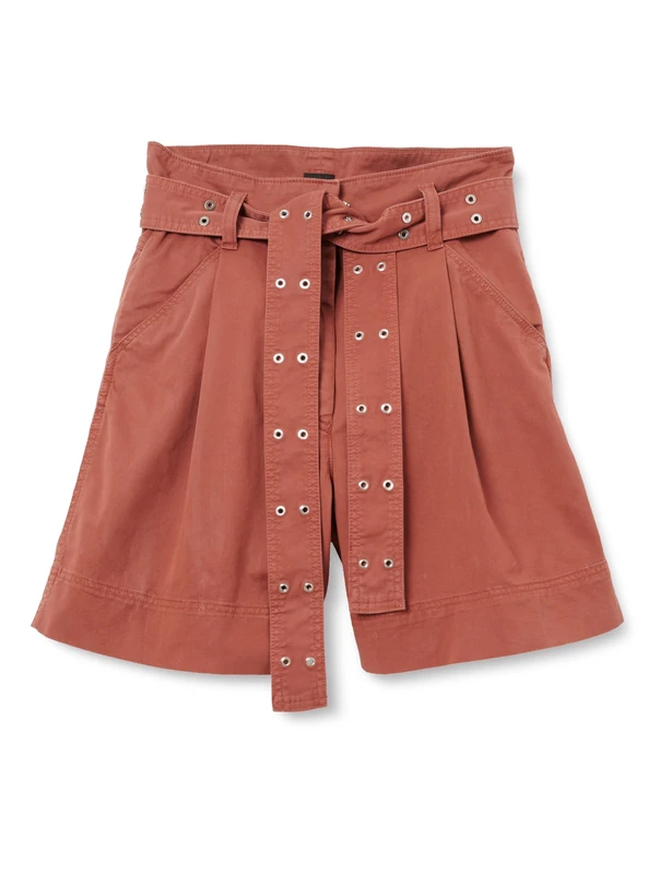 BOSS Women's Shorts_Flat, Dark Red 604, 22