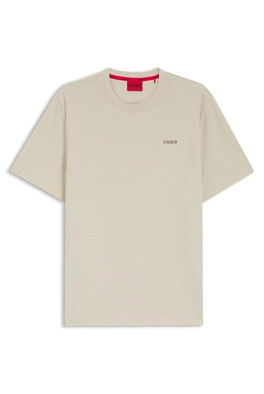 HUGO Mens Austin T-Shirt Waffle-Structured Pyjama T-Shirt with Embroidered Logo