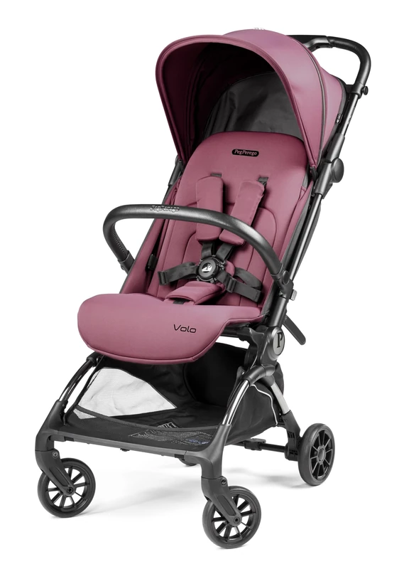 Peg Perego Volo Malva Lightweight Airplane Stroller with Rain Cover, Hat Approved, Carry-on Luggage Measurements, Suitable from Birth to 22 kg, Includes Carry Bag
