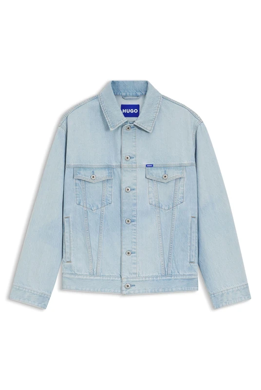 HUGO Mens Kirkby Loose-fit jacket in vintage-blue denim - Image 1