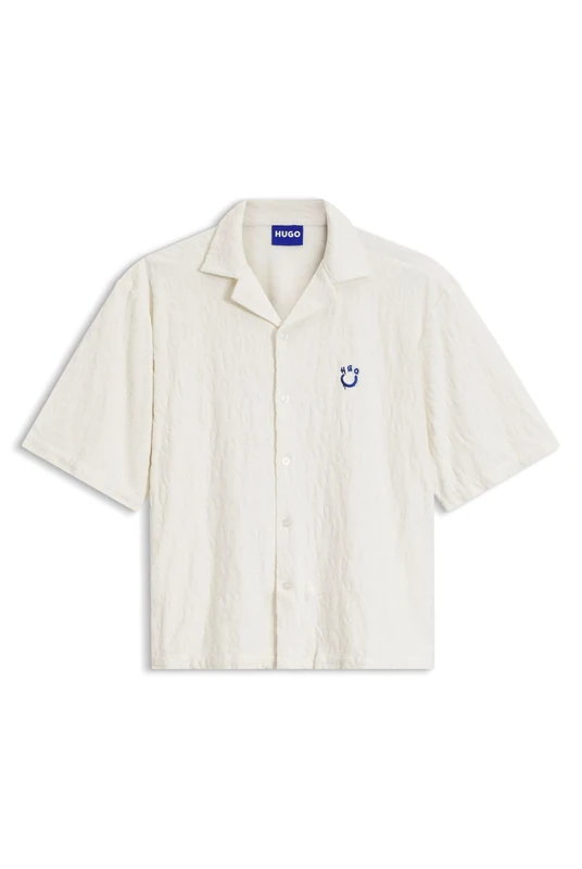 HUGO Relaxed-fit Shirt in Jacquard Cotton Towelling