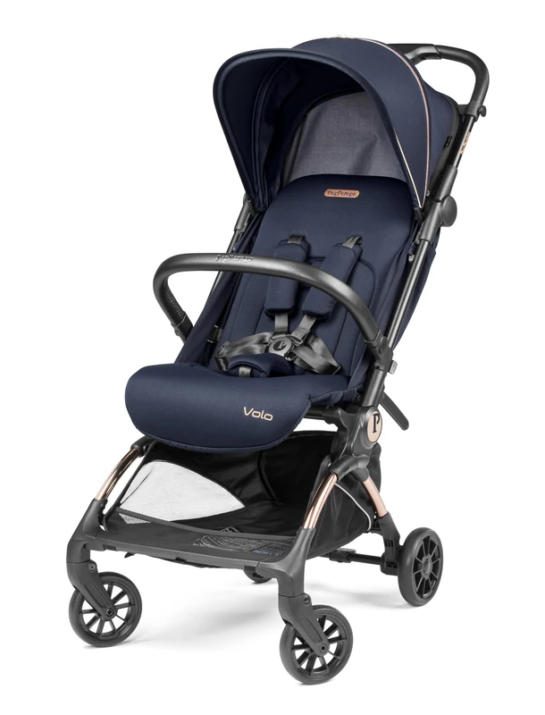 Peg Perego Volo Lightweight Airplane Stroller with Rain Cover, Hat Approved, Carry-on Luggage Measurements, Suitable from Birth to 22kg, Includes Carry Bag - Blue Shine