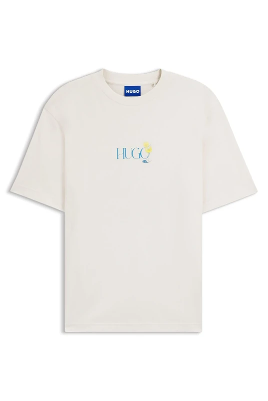 HUGO Cotton-Jersey T-Shirt with Rear Printed Artwork